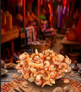 Crevettes séchées du Sénégal, produit de la mer traditionnel pour cuisine africaine