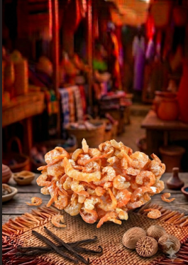 Crevettes séchées du Sénégal, produit de la mer traditionnel pour cuisine africaine