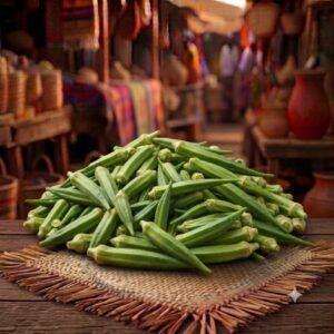 Kandja (Gombo) frais, légume traditionnel utilisé dans la cuisine sénégalaise et ouest-africaine.