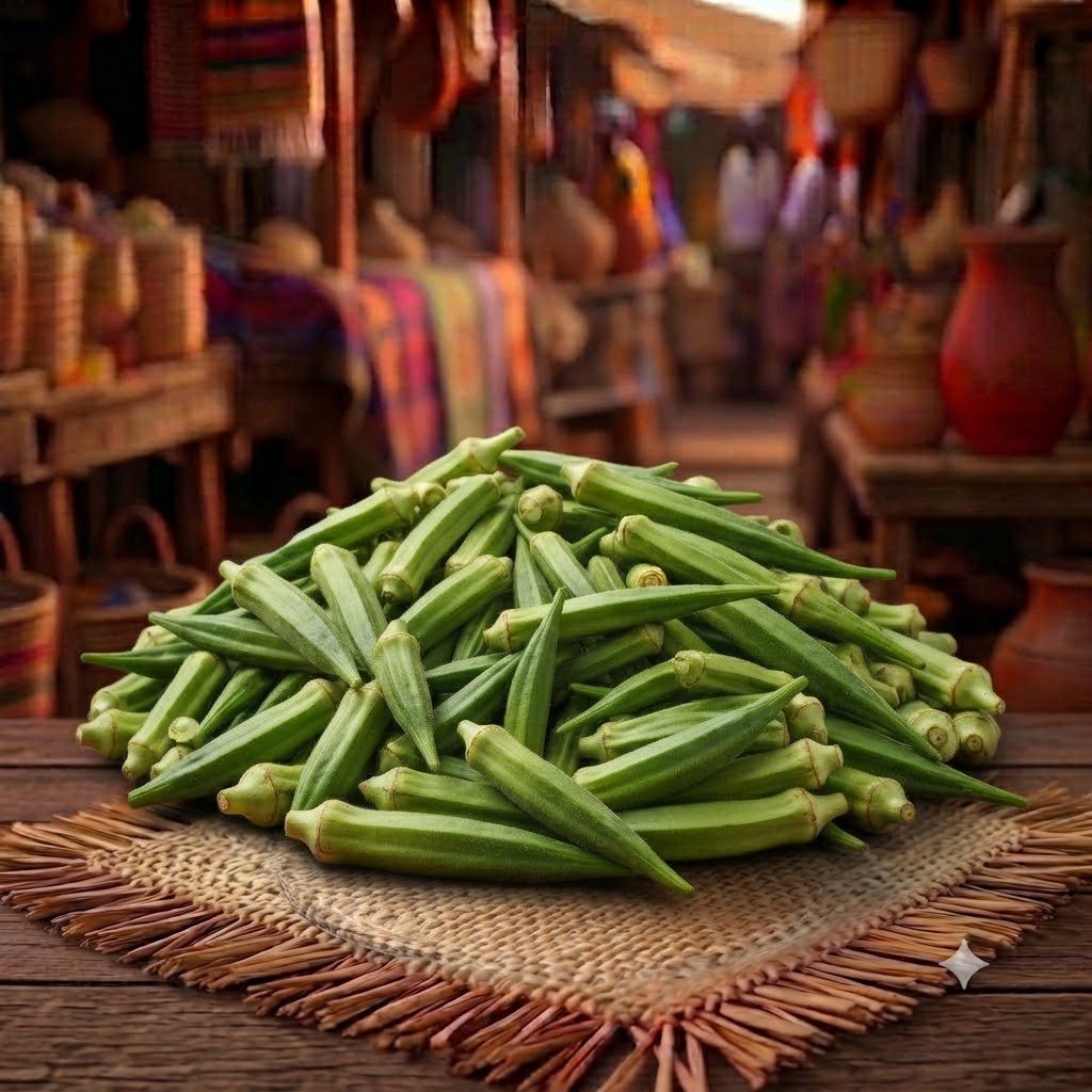 Kandja (Gombo) frais, légume traditionnel utilisé dans la cuisine sénégalaise et ouest-africaine.